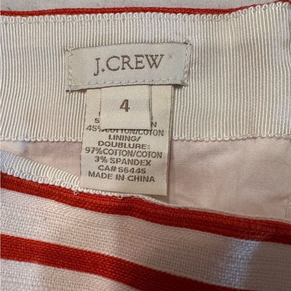J. Crew Pencil Skirt Size 4 Linen Blend Red White Striped Lined Back Slit(g - Picture 10 of 11